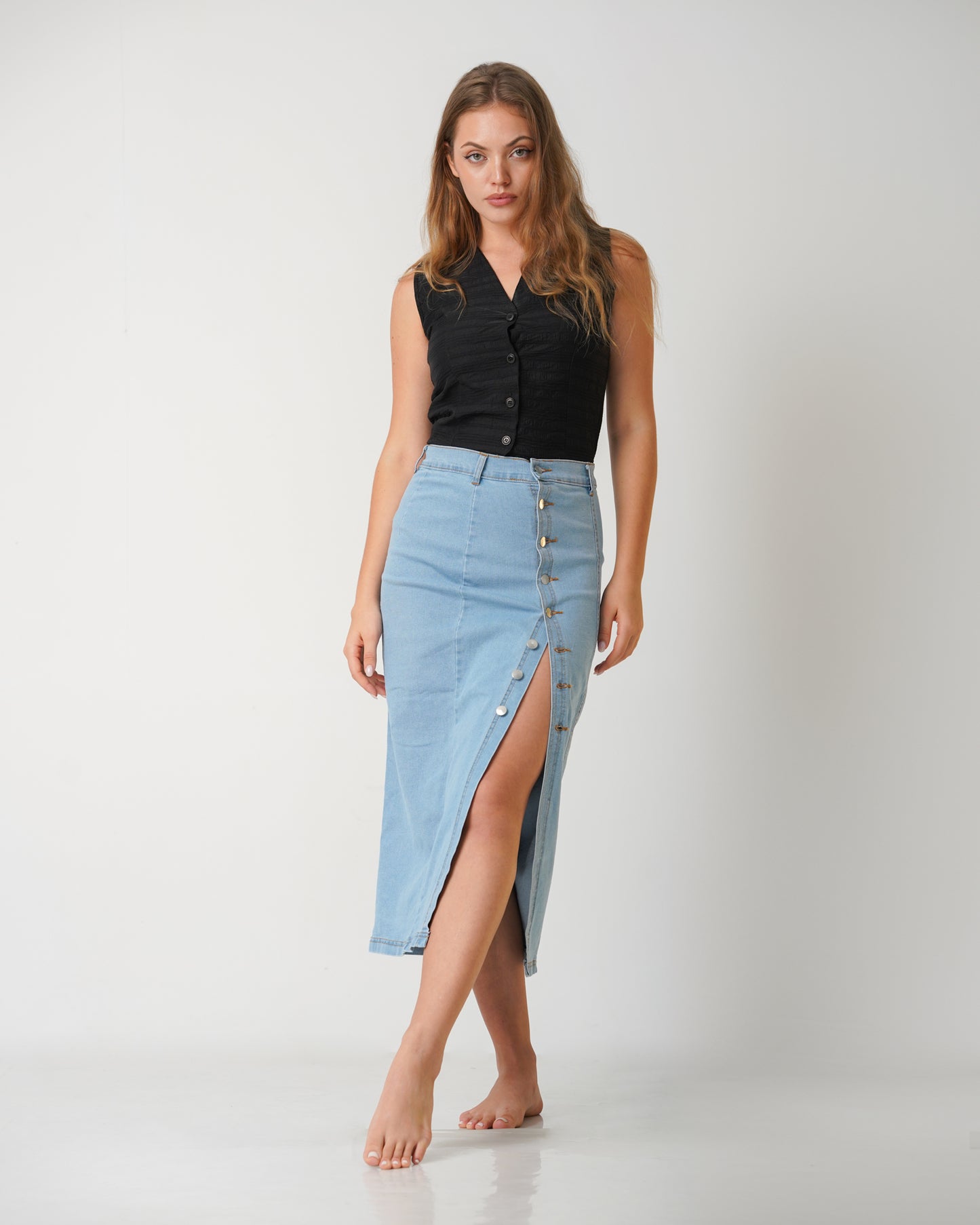 Lilian Buttoned Down Skirt