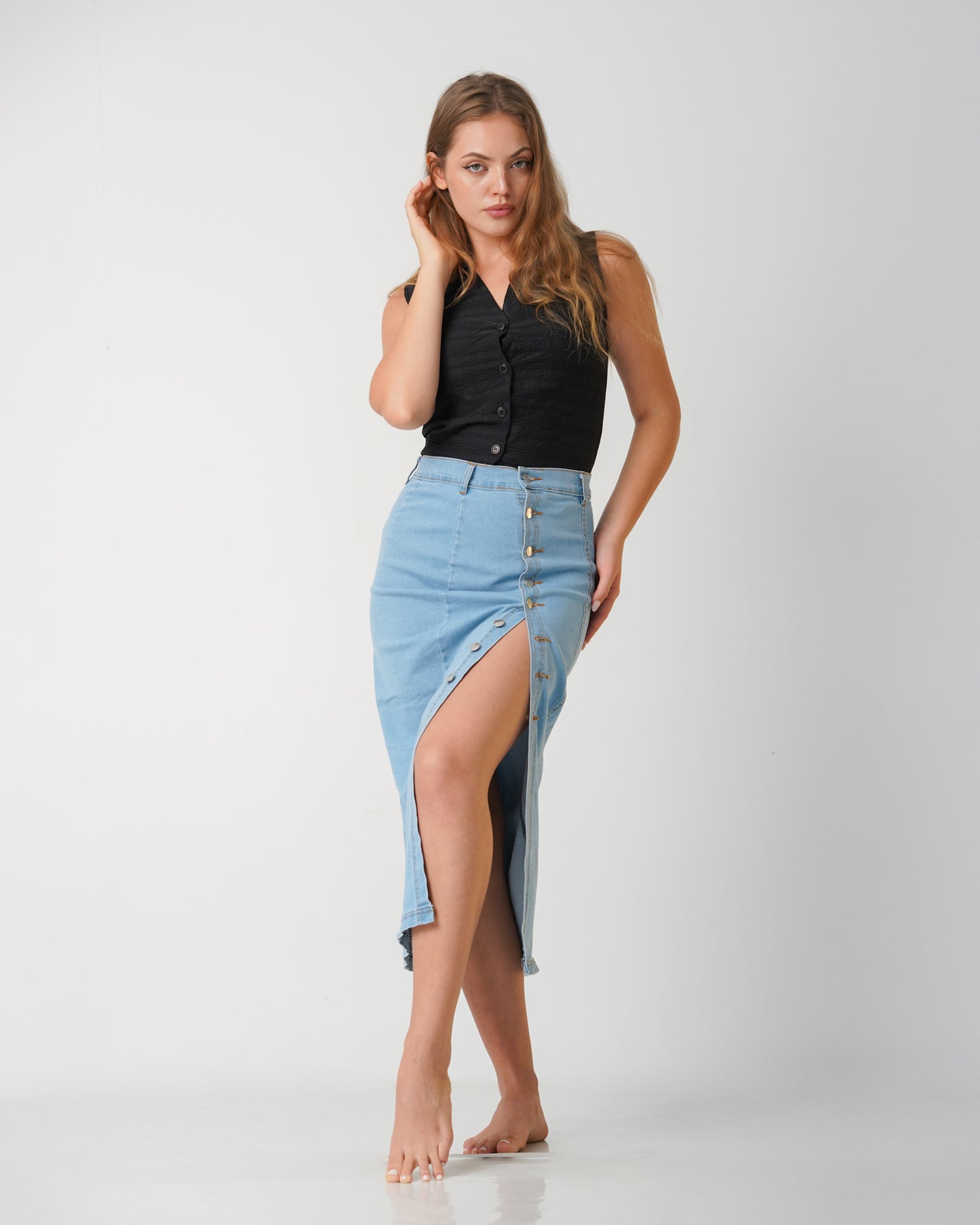 Lilian Buttoned Down Skirt