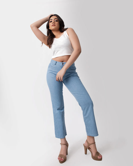 Light High Rise Straight Leg Jean