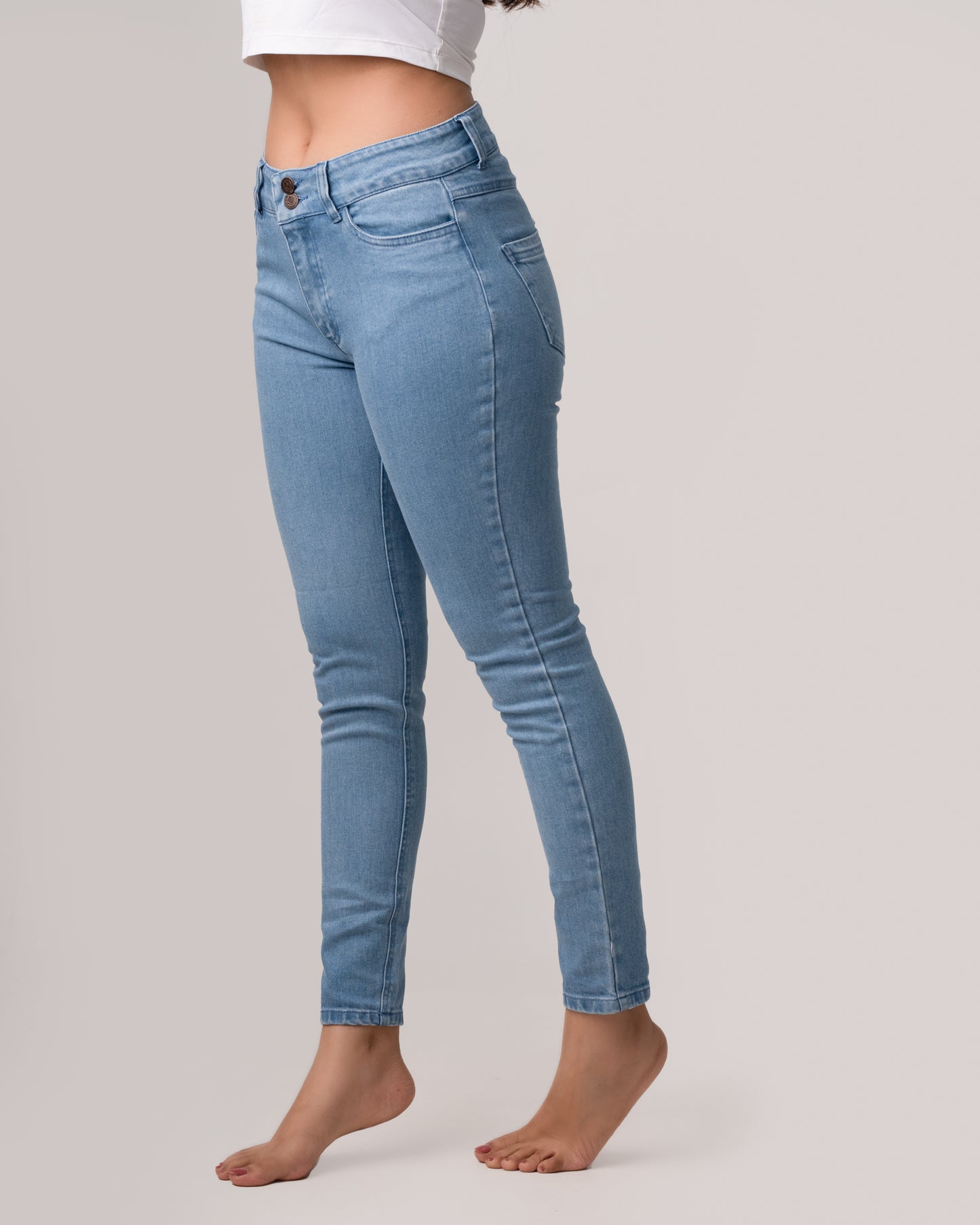 Mid Blue Mid Rise Classic Fit Jean