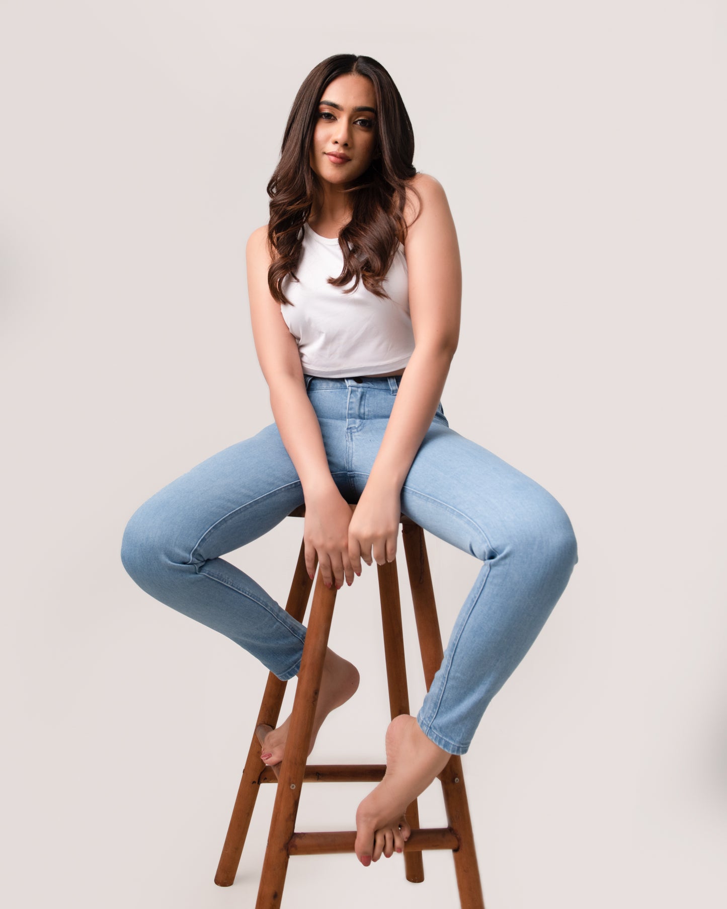 Mid Blue Mid Rise Classic Fit Jean